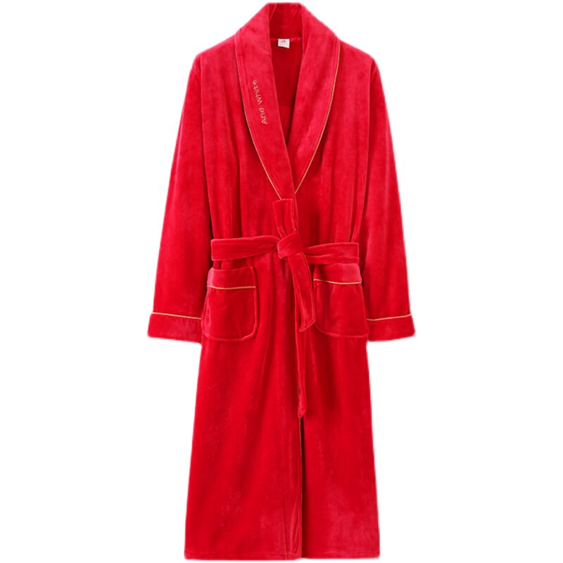 CAT MAN COUPLE NIGHTGOWN ISLAND VELVET THICKENED MENS BATHROBE FEMALE FLANNEL AUTUMN WINTER CORAL FLEECE LOUNGEWEAR PAJAMAS