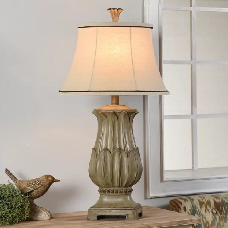 美式乡村复古床头灯实木雕刻民宿客厅沙发装饰台灯儿童书房灯具