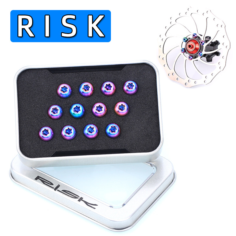 Risk M5x10mm钛合金山地自行车T25梅花水壶架 碟片刹车盘螺丝彩色