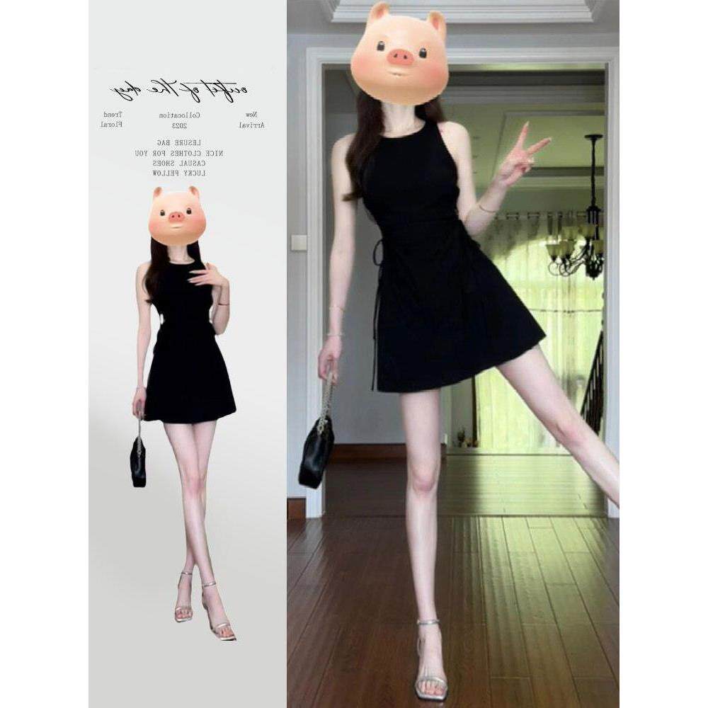 小黑裙特别漂亮掐腰小裙子显高显瘦修身黑色连衣裙巨好看简约经典