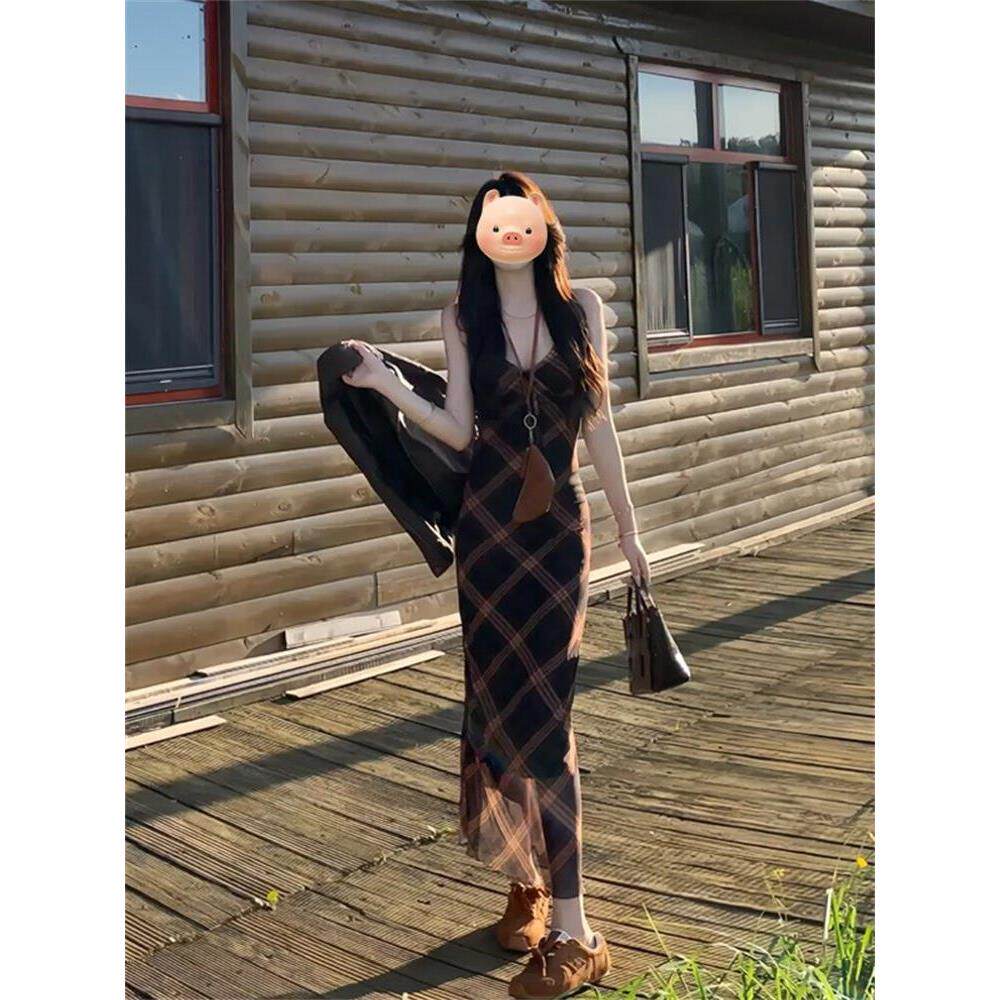 2026女装吊带长裙子复古凉快网纱显瘦学生姐妹闺蜜连衣裙游玩度假