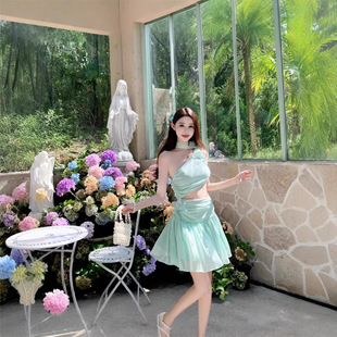 海边拍照连衣裙女夏季新款碎花超仙度假风收腰显瘦长裙子性感仙女