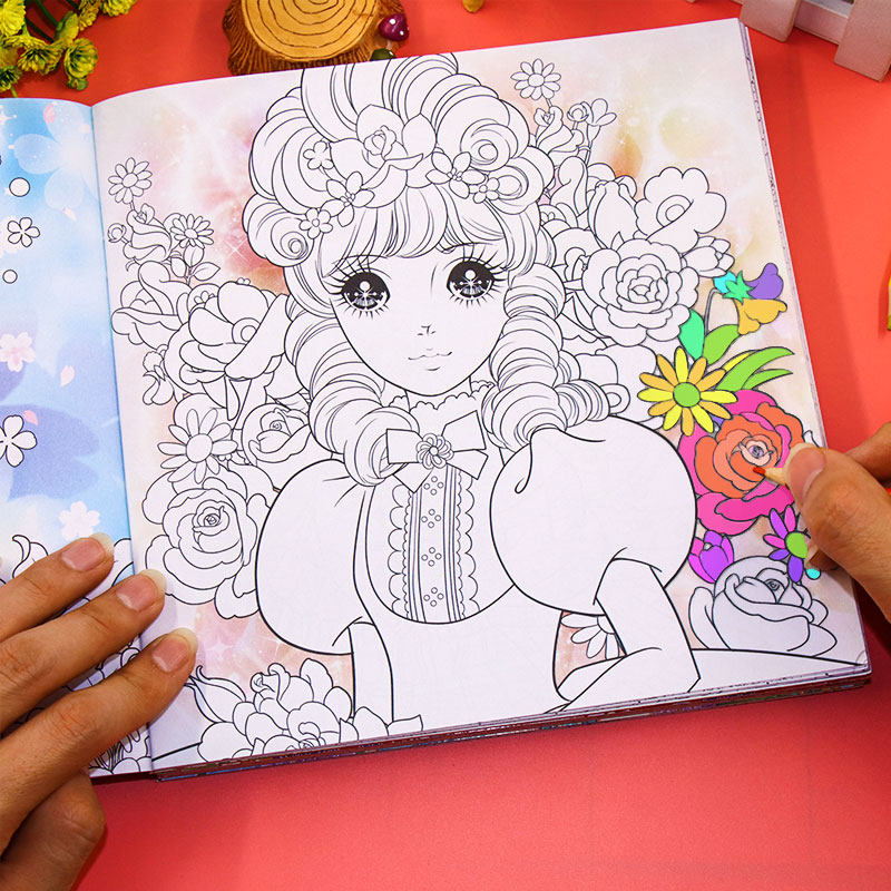 公主涂色本2345678岁幼儿园画画书绘画册儿童图画画本女孩填色本