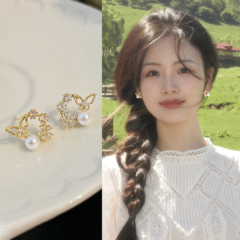 珍珠款蝴蝶圈圈耳环女2025新款轻奢高级感小众耳钉适合夏天的耳饰,饰品/流行首饰/时尚饰品新,耳环,淘宝优惠券,粉丝福利购,淘宝优惠卷