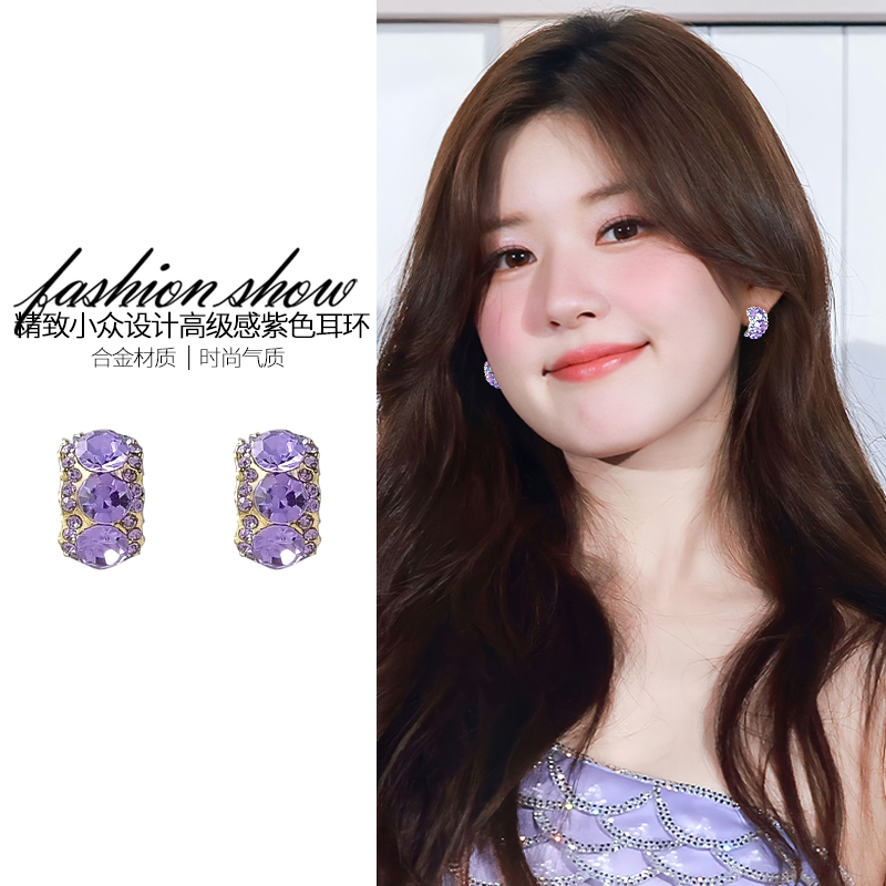 时尚高级感紫色耳钉轻奢