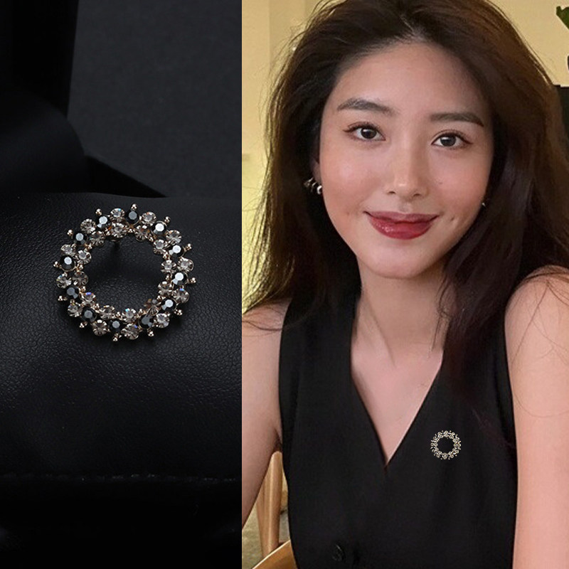 复古圆形防走光胸针日韩高档简约胸花衣服领口固定扣百搭精致配饰