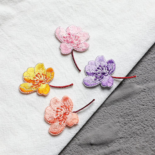 中国风绣花虹绣海棠花修补可熨烫
