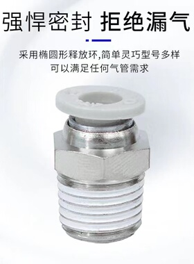 亚德客气动螺纹直通气管pc快插接头APC4 6 8 10 12 M5 01 02 03 4