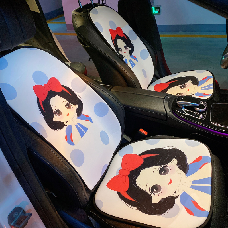 网红汽车坐垫单片车座垫四季通用卡通夏季凉垫可爱女神头枕腰靠
