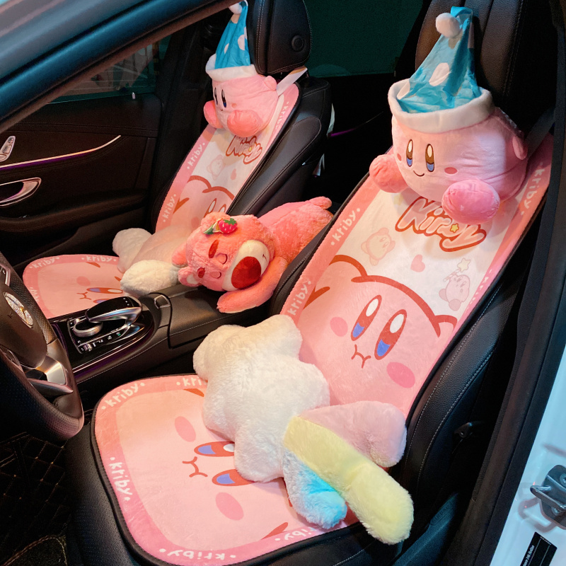 冬季汽车坐垫毛绒星比可爱卡通车载座椅垫靠垫车垫车座垫加热冬款