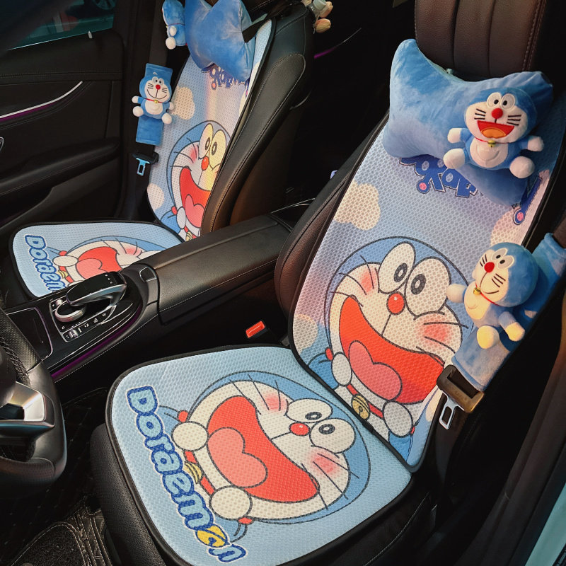 机器猫汽车坐垫透气四季通用单片车内座椅垫女可爱卡通夏天车座垫