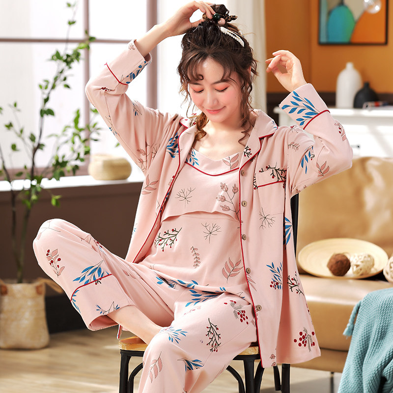 산모감금복 가을 산후 10개월 수유복 잠옷 가을복 순면 봄 가을 스타일 9임산부10