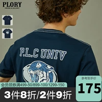 PLORY Модная хлопковая повседневная спортивная футболка с круглым воротником, короткий рукав