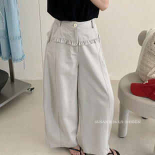 MW3810 王韩系设计感百搭显瘦阔腿休闲裤 SUSAN 夏上新超百搭裤
