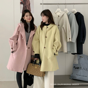 含70羊毛 USAN 气质百搭羊毛外套 韩系连帽中长款 1013s 利自留款