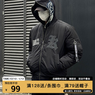 MIRACLEKILL立领K字骷髅迷彩运动保暖填充羽绒修身 棉服夹克潮外套