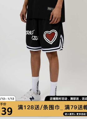 MIRACLE KILL潮牌新款涂鸦爱心英文印花宽松休闲运动短裤男女同款