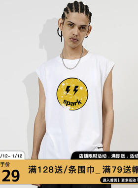 【伯远同款】MIRACLE KILLxSPARKI联名款2025闪电做旧笑脸无袖T恤