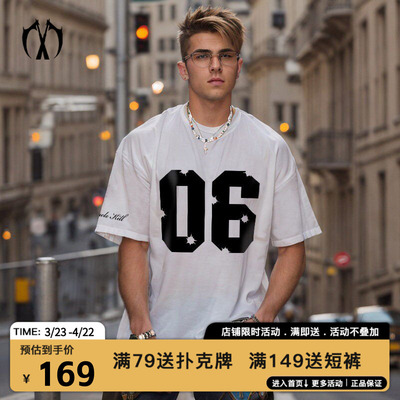 MIRACLEKILL夏季新款06弹孔印花宽松休闲短袖T恤圆领上衣男女同款