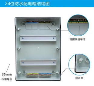 24路防水配电箱户外明装 聚碳酸酯塑料断路器箱24P室外家用空开盒