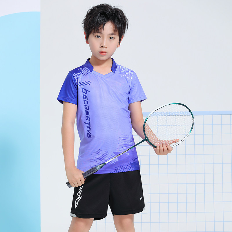 2023羽毛球服运动套装男童定制儿童乒乓网球羽毛球服女训练服夏
