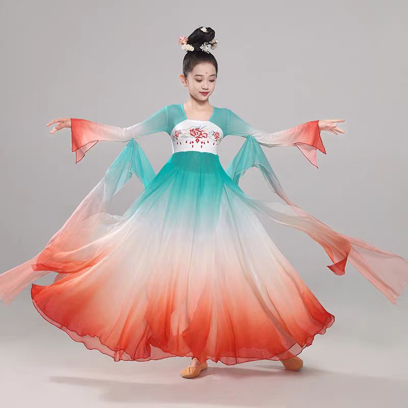 女童汉服儿童古典舞中国舞身韵练功服民族舞扇子舞汉唐齐胸古风