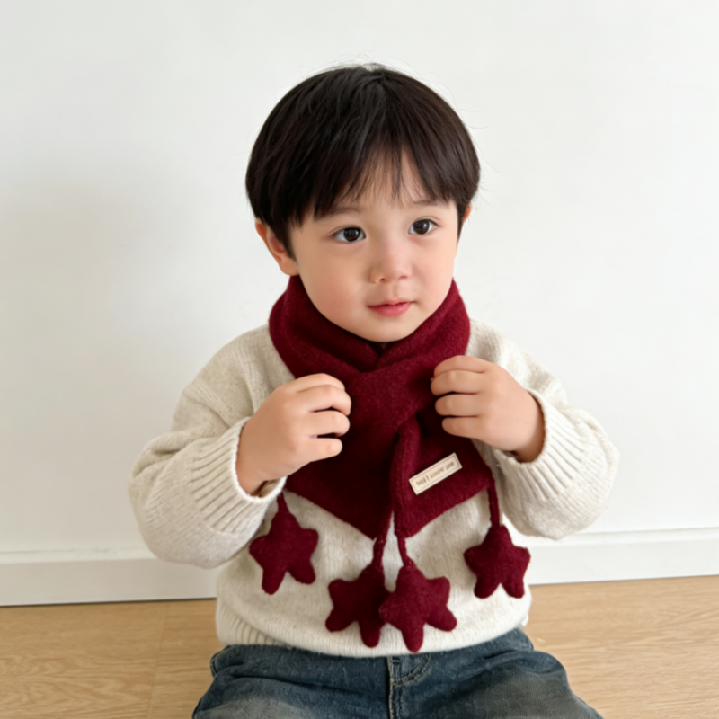 儿童围巾呢秋冬针织交叉围脖男女宝宝户外保暖星星挂饰围巾围脖套,童装/婴儿装/亲子装,多件套 帽子、围巾、手套等组合,淘宝优惠券,粉丝福利购,淘宝优惠卷