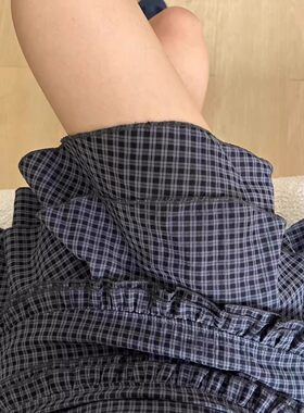 黑色格子半身裙荷叶边女蛋糕裙