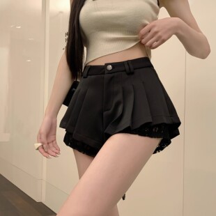 纯欲甜辣妹防走光百褶半身裙女夏季裤裙a字遮胯短裙高腰显瘦裙子