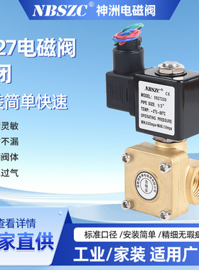 常闭式220v电磁控制阀水气管道开关阀户外防潮 黄铜高压电磁阀