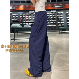 夏季孕妇藏青色休闲工装裤女春季舒适大码胖mm高腰宽松显瘦阔腿裤