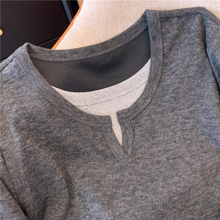 内搭高级感显瘦孕妇上衣 上衣女外穿秋冬新款 韩系孕妇装 假两件长袖