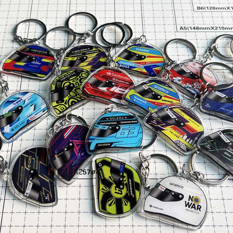 F1车手头盔同款亚克力车迷钥匙扣