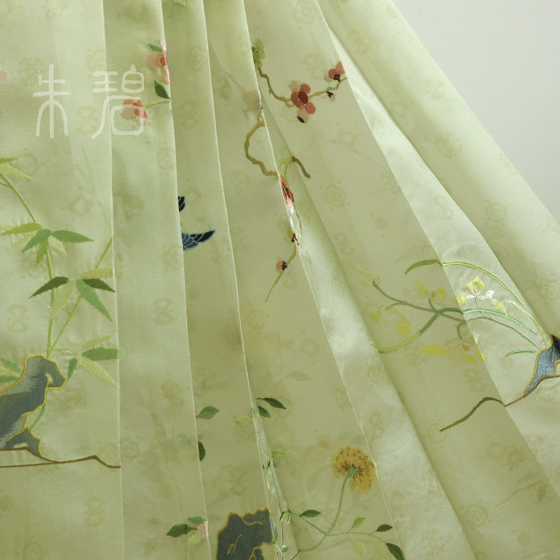一年景.秋华怡韵系列明制绣花马面/褶裙/百迭-湖石花鸟裙