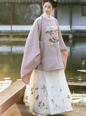「朱碧」仿孔府花鸟裙  真丝花罗/真丝绡缎