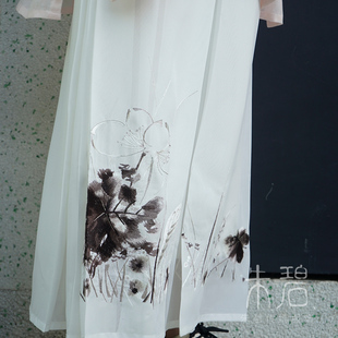 「朱碧」店庆款 写意画境系列之水墨荷花 宋制三裥裙