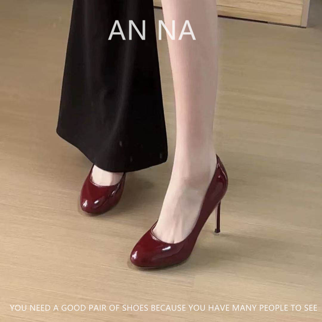 法式酒红色圆头高跟鞋女玛丽珍鞋女性感绝美2026年晚风配裙子单鞋,女鞋,浅口单鞋,淘宝优惠券,粉丝福利购,淘宝优惠卷