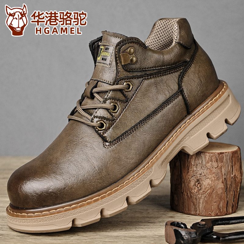 马丁靴男低帮美式复古英伦风工装靴头层牛皮厚底短靴子潮