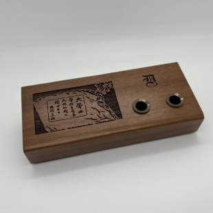 实木纸镇笔插 1984年日本独协大学成立20周年纪念款 绝版 老款