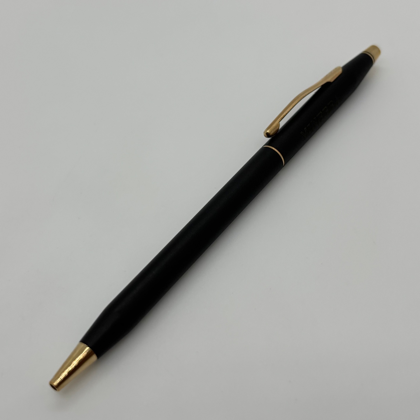 1980年代美国CROSS高仕哑光磨砂金属旋转出芯圆珠笔Minebea刻字版