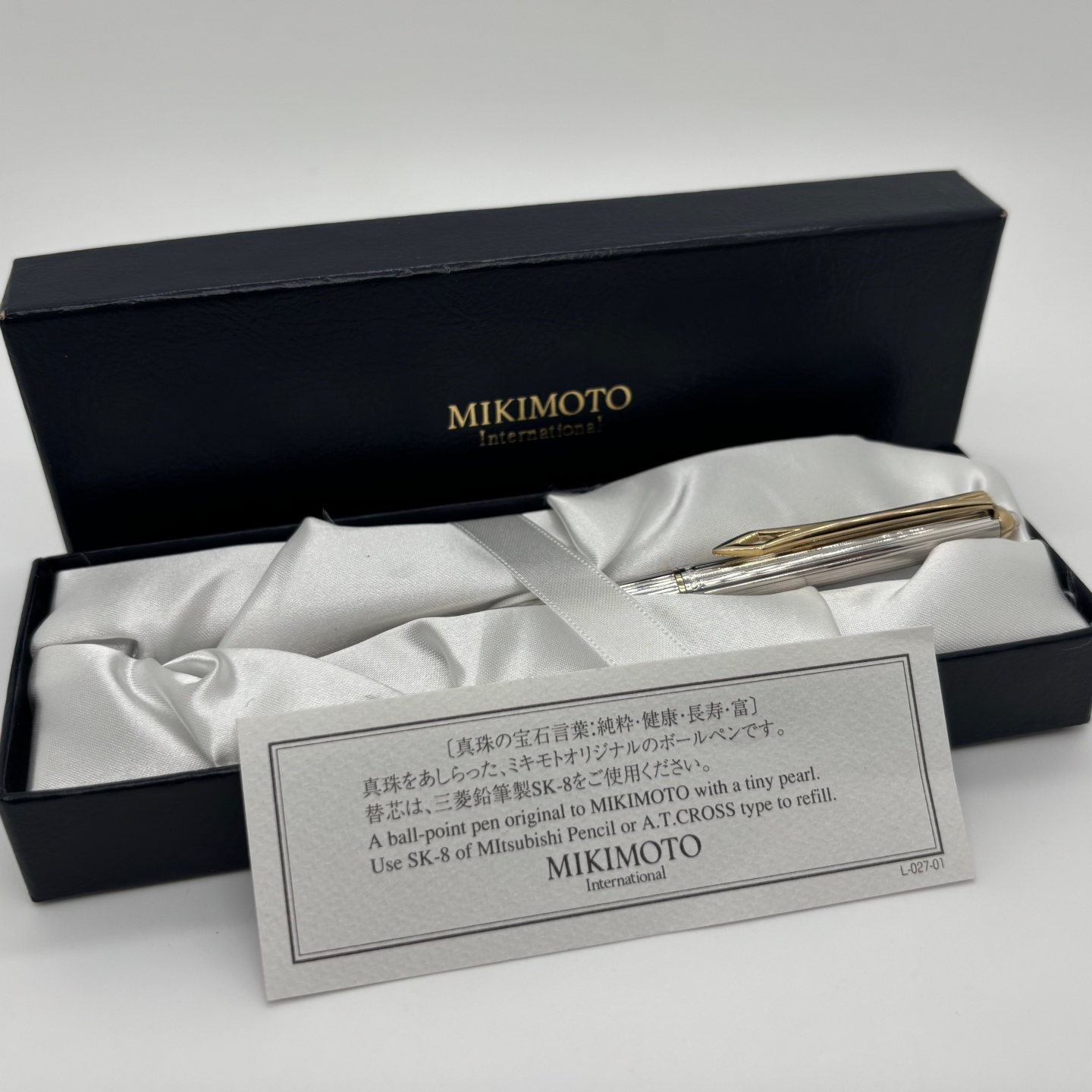 绝版老款MIKIMOTO御木本金属旋转出芯天然淡水珍珠圆珠笔