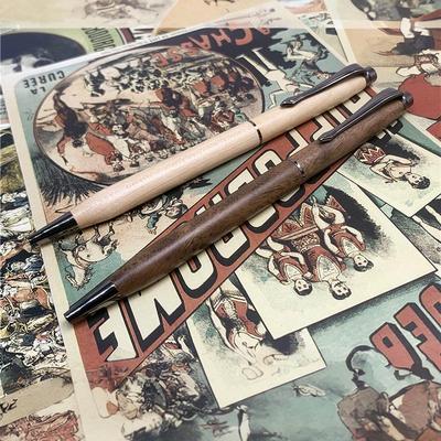 旋转出芯胡桃木榉木水性笔圆珠笔