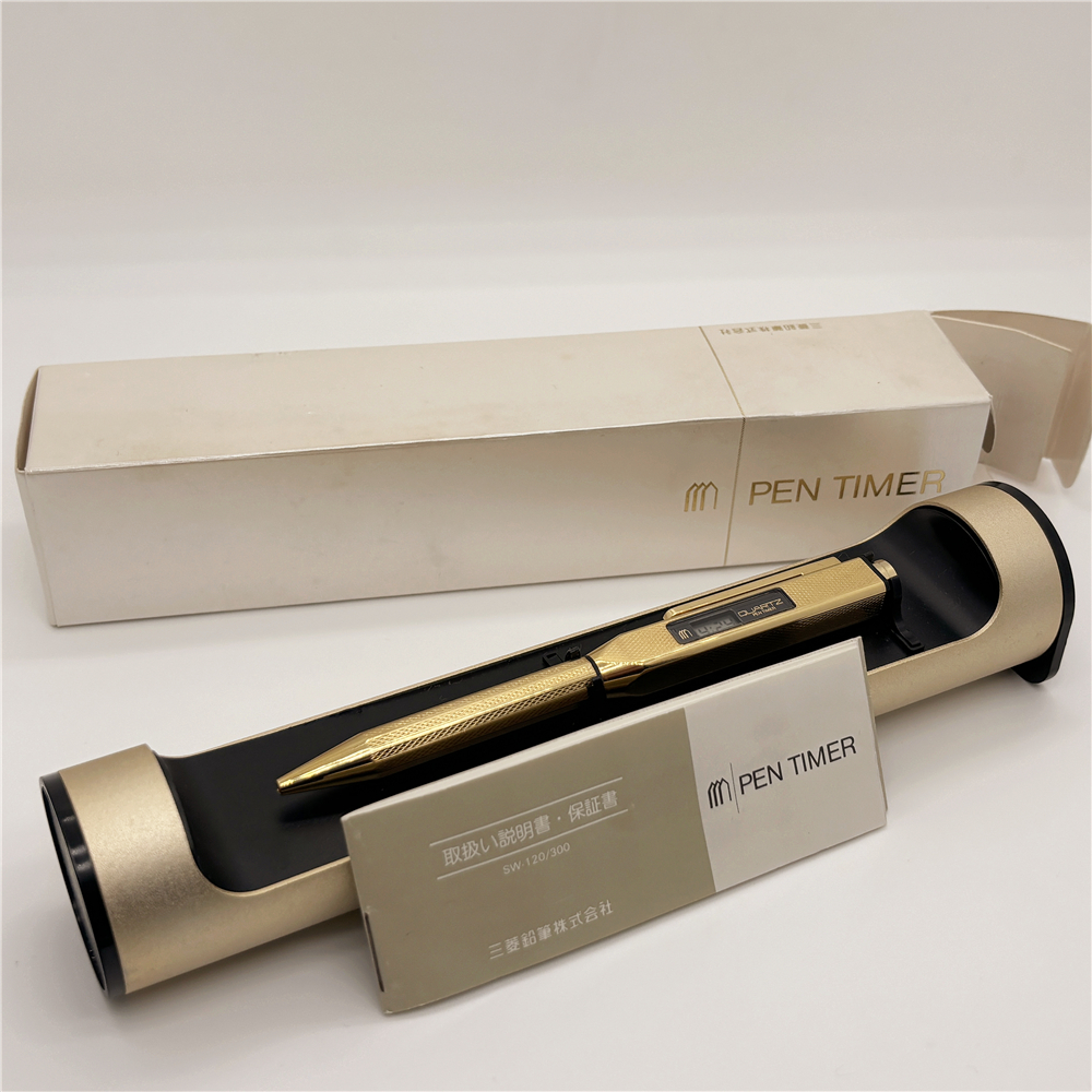1980年代日本三菱PENTIMER镀22k金加猫眼石高端时钟圆珠笔D1规格