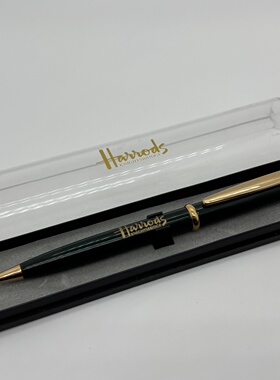 绝版老款HARRODS哈罗德旋转出芯墨绿色圆珠笔