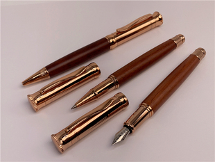 欧美华丽复古风玫瑰金花梨木重手感钢笔签字笔圆珠笔高端实木系列