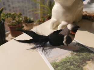 百鸟集原创设计 仿真小鸟黑色江五郎小燕子 发夹头饰女男胸针肩章