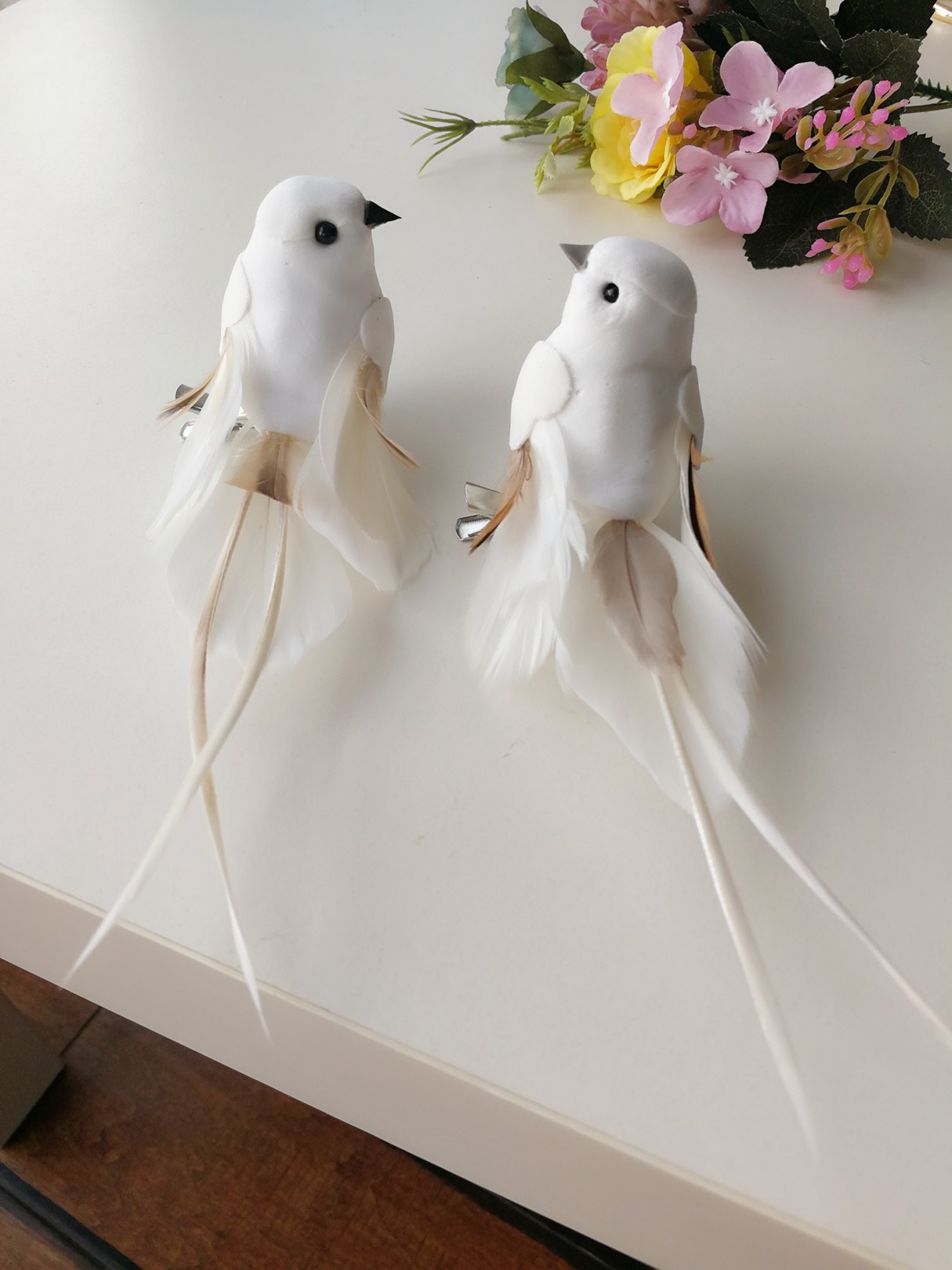 百鸟集手作 仙女翅膀小鸟白鸽天然羽毛拍摄道具饰品摆件肩章胸针