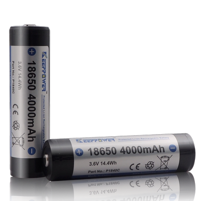新品高容量 Keeppower 3.6V带保护板 18650 4000mAh 手电筒电池