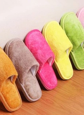 春秋冬季 情侣保暖家居长毛绒糖果色赠品EVA泡沫底舒适室内棉拖鞋