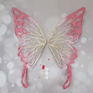 汉服大扑棱蛾子发饰对夹刺绣蝴蝶发夹古风网纱装只此青绿拍照头饰